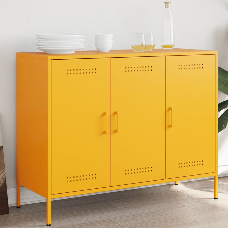 Sideboard Senfgelb 100,5x39x79 cm Kaltgewalzter Stahl