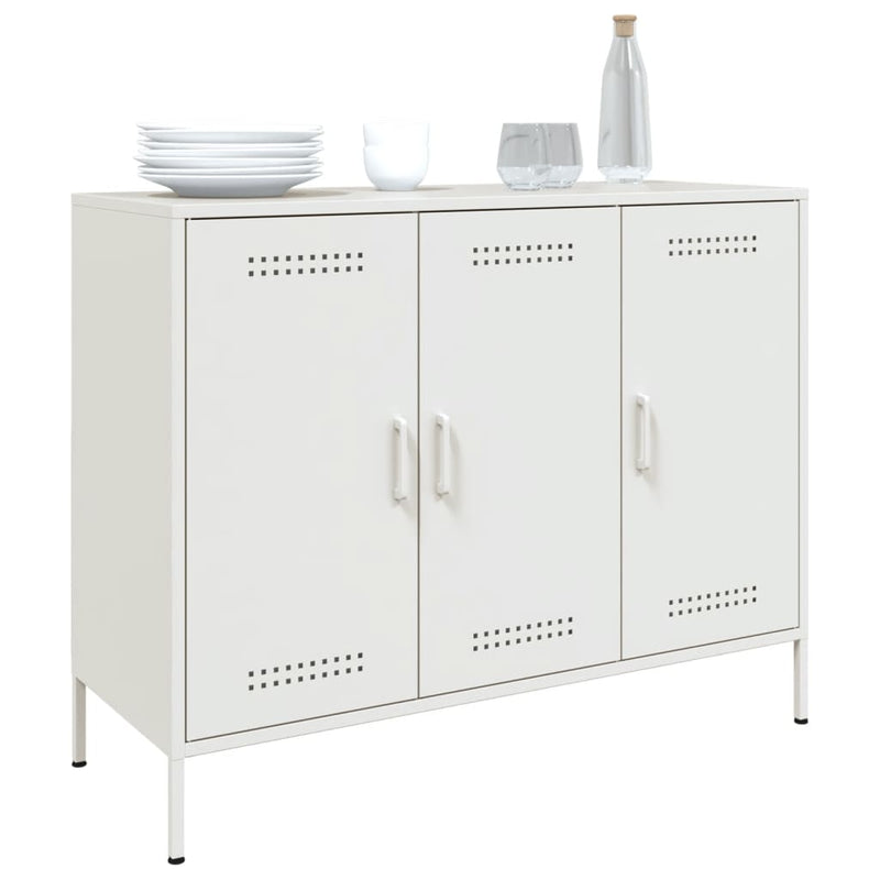 Sideboard Weiß 100,5x39x79 cm Kaltgewalzter Stahl