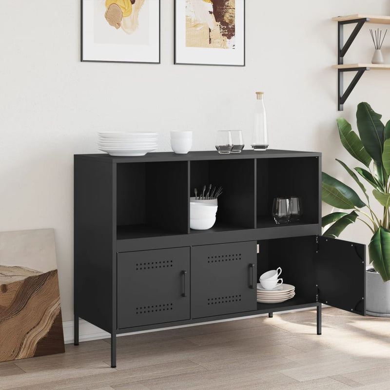 Sideboard Schwarz 100,5x39x79 cm Kaltgewalzter Stahl