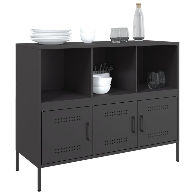 Sideboard Schwarz 100,5x39x79 cm Kaltgewalzter Stahl