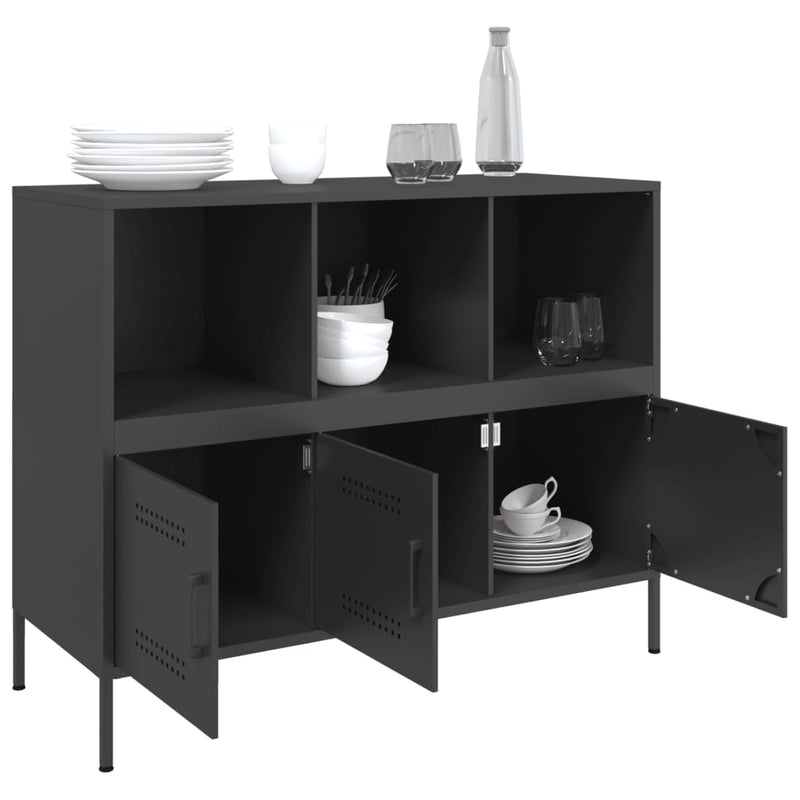 Sideboard Schwarz 100,5x39x79 cm Kaltgewalzter Stahl