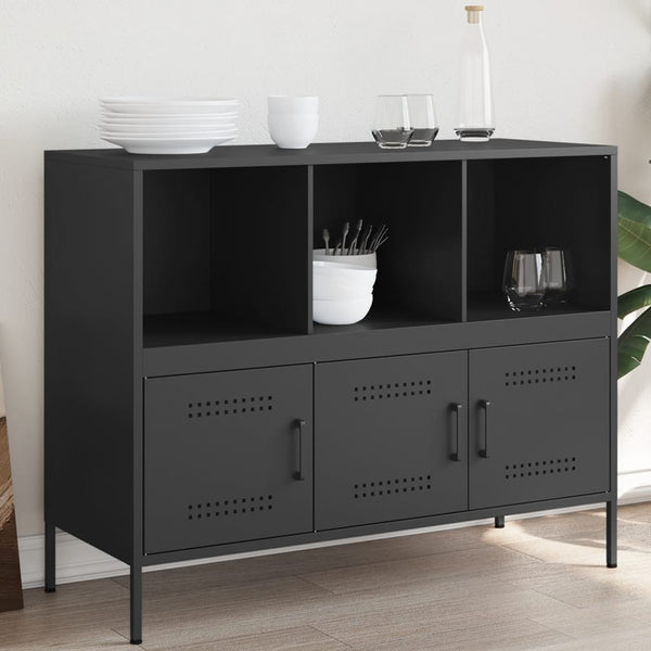 Sideboard Schwarz 100,5x39x79 cm Kaltgewalzter Stahl