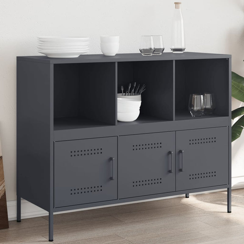 Sideboard Anthrazit 100,5x39x79 cm Kaltgewalzter Stahl