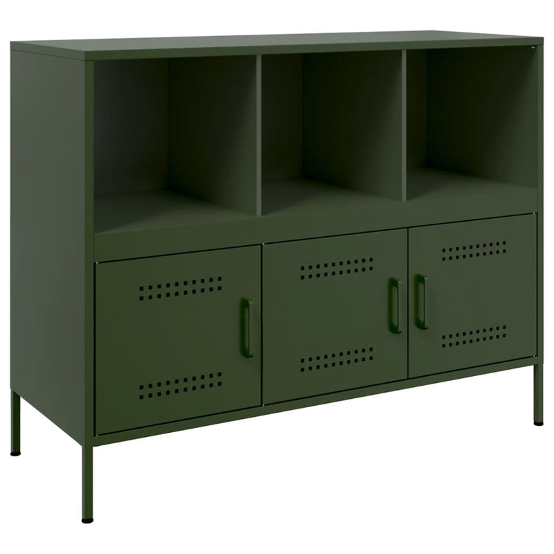 Sideboard Olivgrün 100,5x39x79 cm Kaltgewalzter Stahl