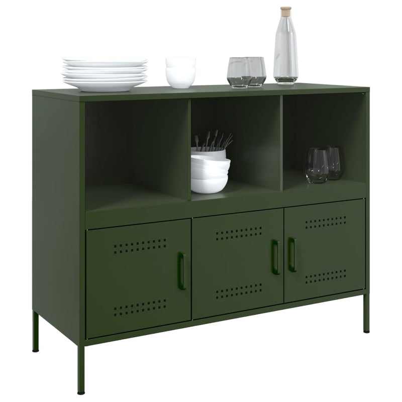 Sideboard Olivgrün 100,5x39x79 cm Kaltgewalzter Stahl