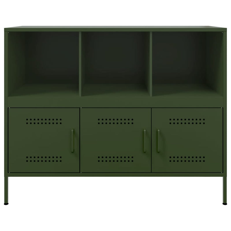 Sideboard Olivgrün 100,5x39x79 cm Kaltgewalzter Stahl