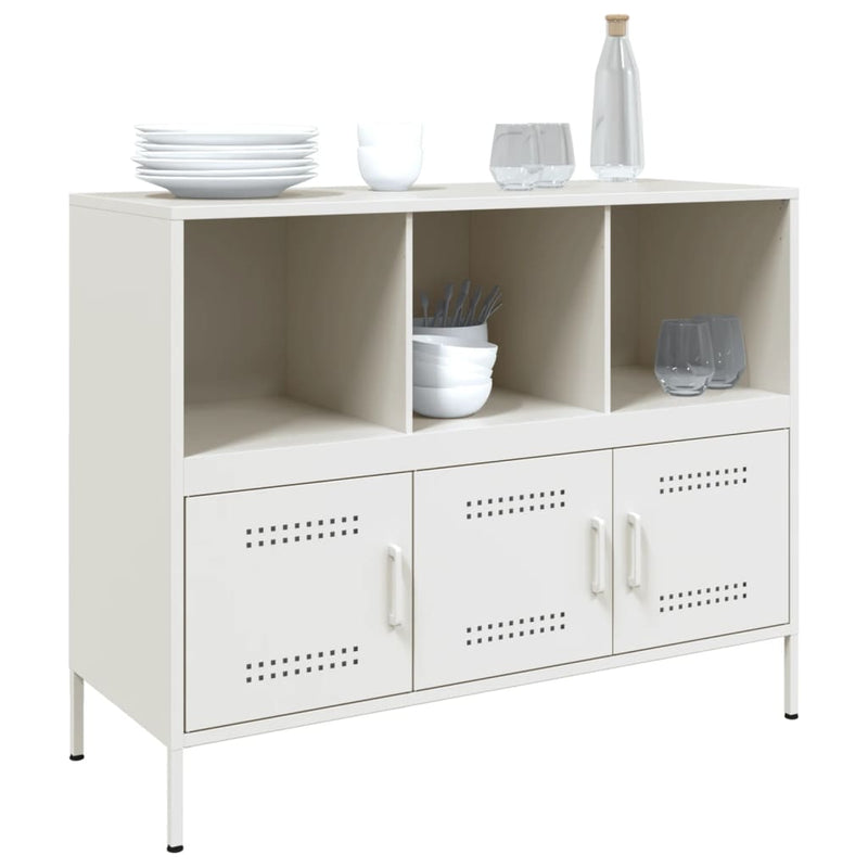 Sideboard Weiß 100,5x39x79 cm Kaltgewalzter Stahl