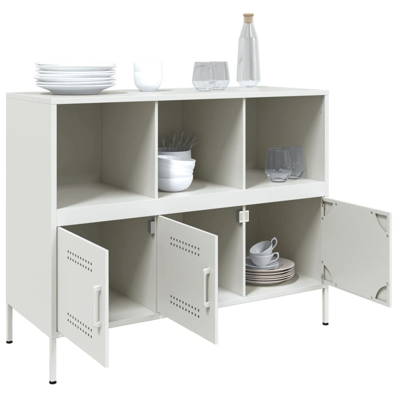 Sideboard Weiß 100,5x39x79 cm Kaltgewalzter Stahl