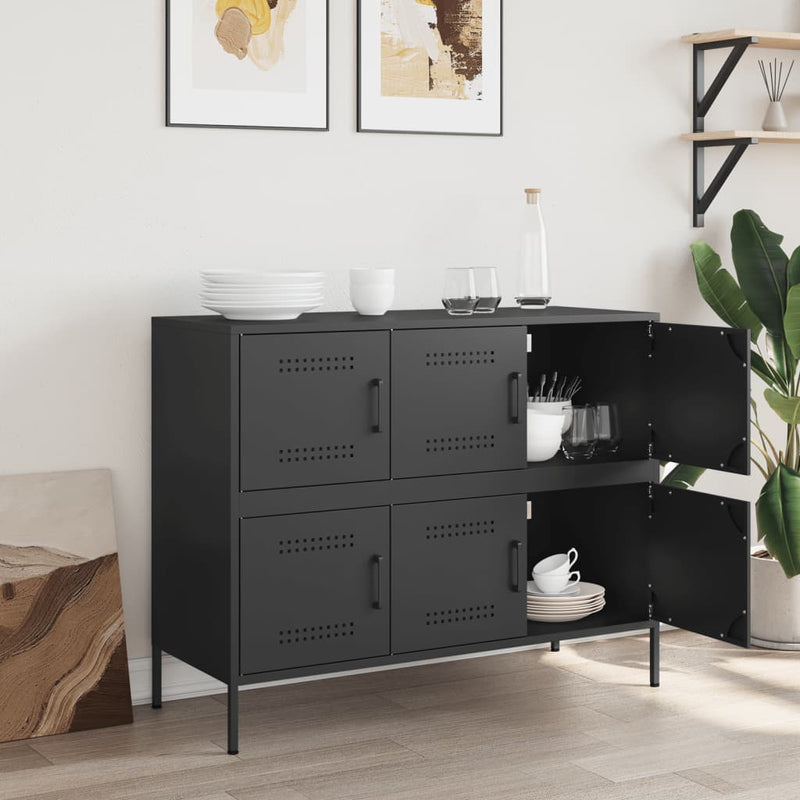 Sideboard Schwarz 100,5x39x79 cm Kaltgewalzter Stahl