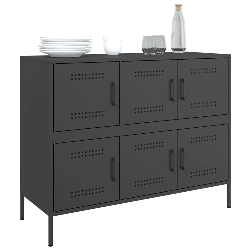 Sideboard Schwarz 100,5x39x79 cm Kaltgewalzter Stahl