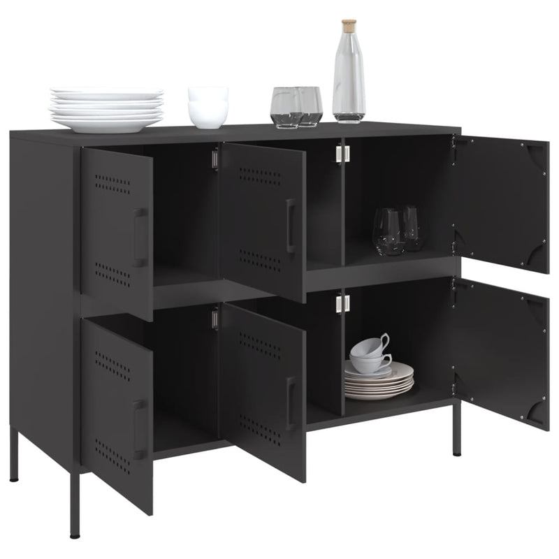 Sideboard Schwarz 100,5x39x79 cm Kaltgewalzter Stahl