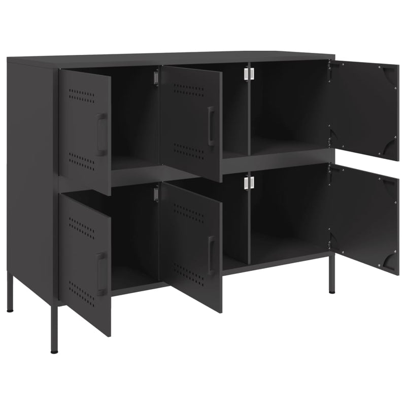 Sideboard Schwarz 100,5x39x79 cm Kaltgewalzter Stahl