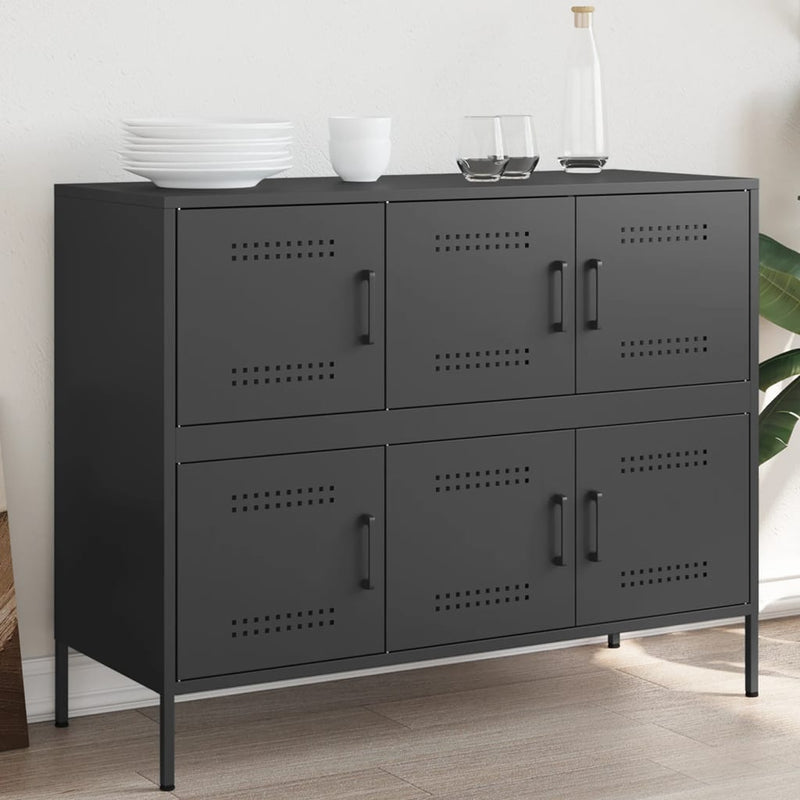 Sideboard Schwarz 100,5x39x79 cm Kaltgewalzter Stahl