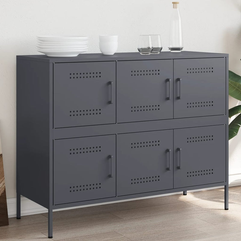 Sideboard Anthrazit 100,5x39x79 cm Kaltgewalzter Stahl