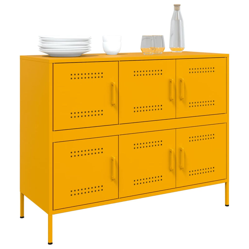 Sideboard Senfgelb 100,5x39x79 cm Kaltgewalzter Stahl