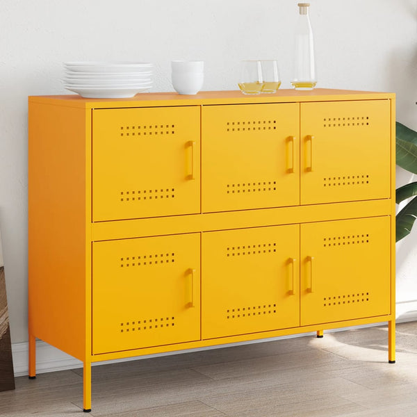 Sideboard Senfgelb 100,5x39x79 cm Kaltgewalzter Stahl