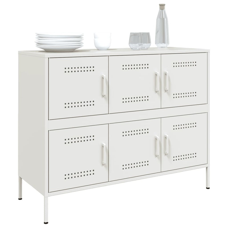 Sideboard Weiß 100,5x39x79 cm Kaltgewalzter Stahl