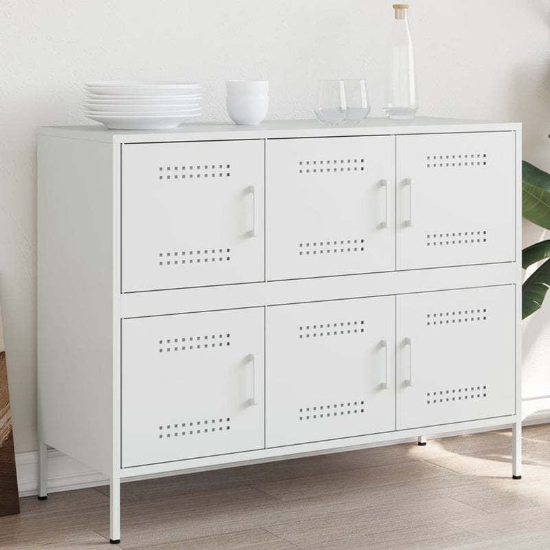 Sideboard Weiß 100,5x39x79 cm Kaltgewalzter Stahl