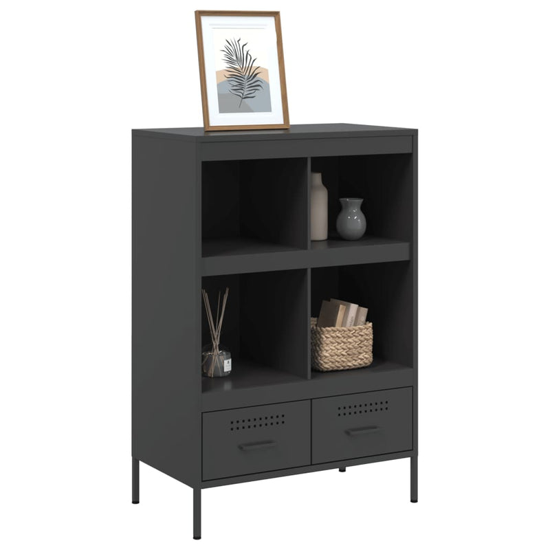 Highboard Schwarz 68x39x101,5 cm Kaltgewalzter Stahl