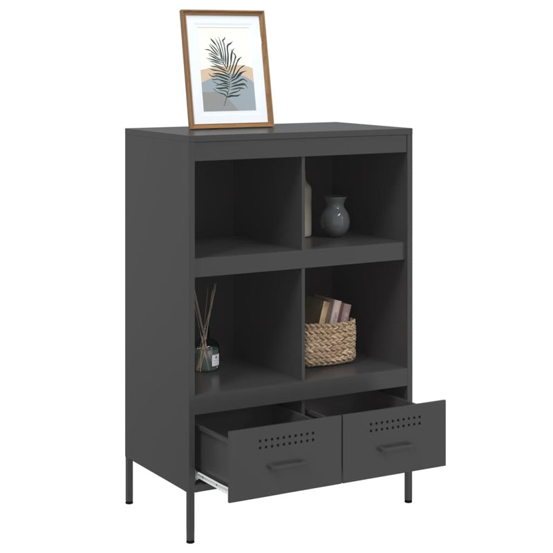 Highboard Schwarz 68x39x101,5 cm Kaltgewalzter Stahl