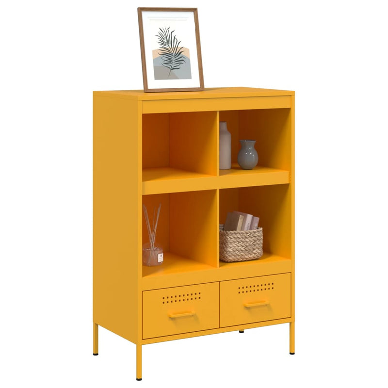 Highboard Senfgelb 68x39x101,5 cm Kaltgewalzter Stahl