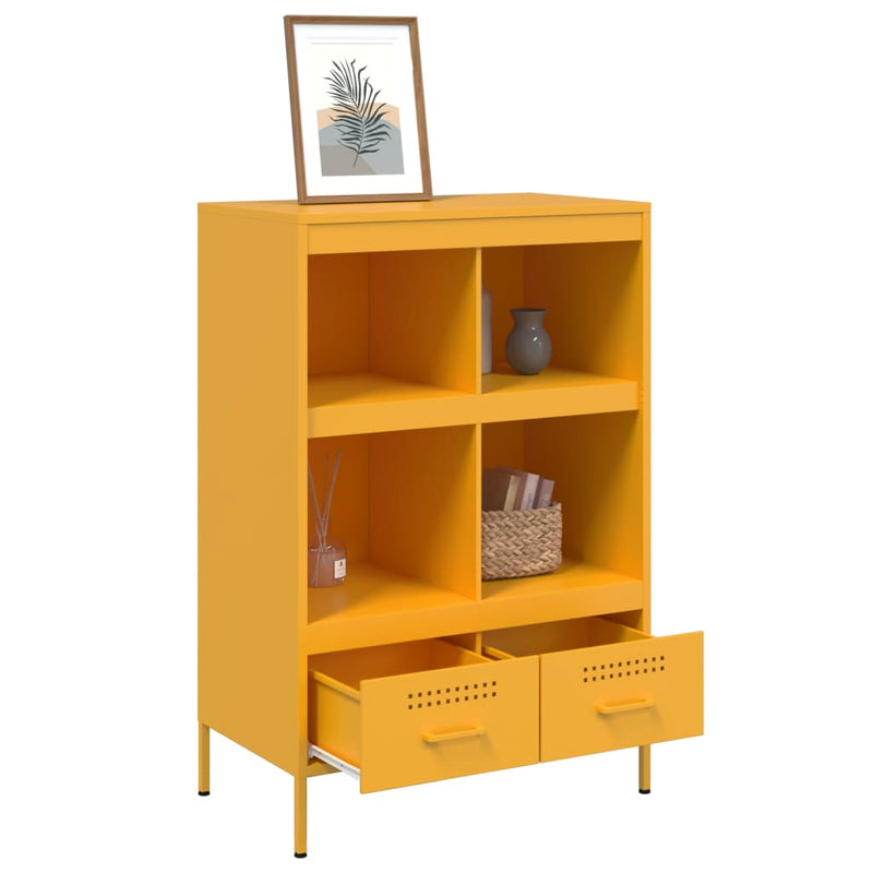 Highboard Senfgelb 68x39x101,5 cm Kaltgewalzter Stahl