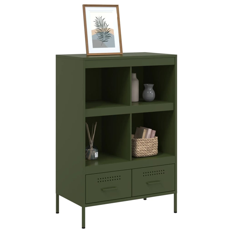 Highboard Olivgrün 68x39x101,5 cm Kaltgewalzter Stahls