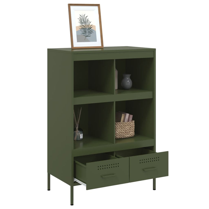 Highboard Olivgrün 68x39x101,5 cm Kaltgewalzter Stahls