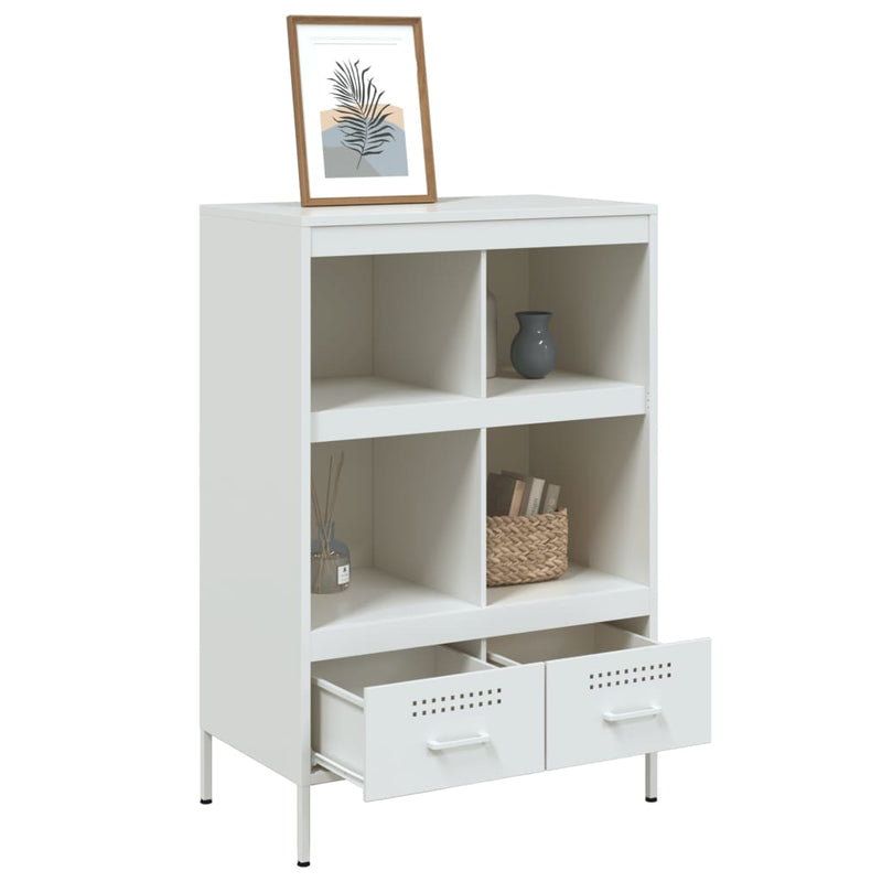 Highboard Weiß 68x39x101,5 cm Kaltgewalzter Stahl