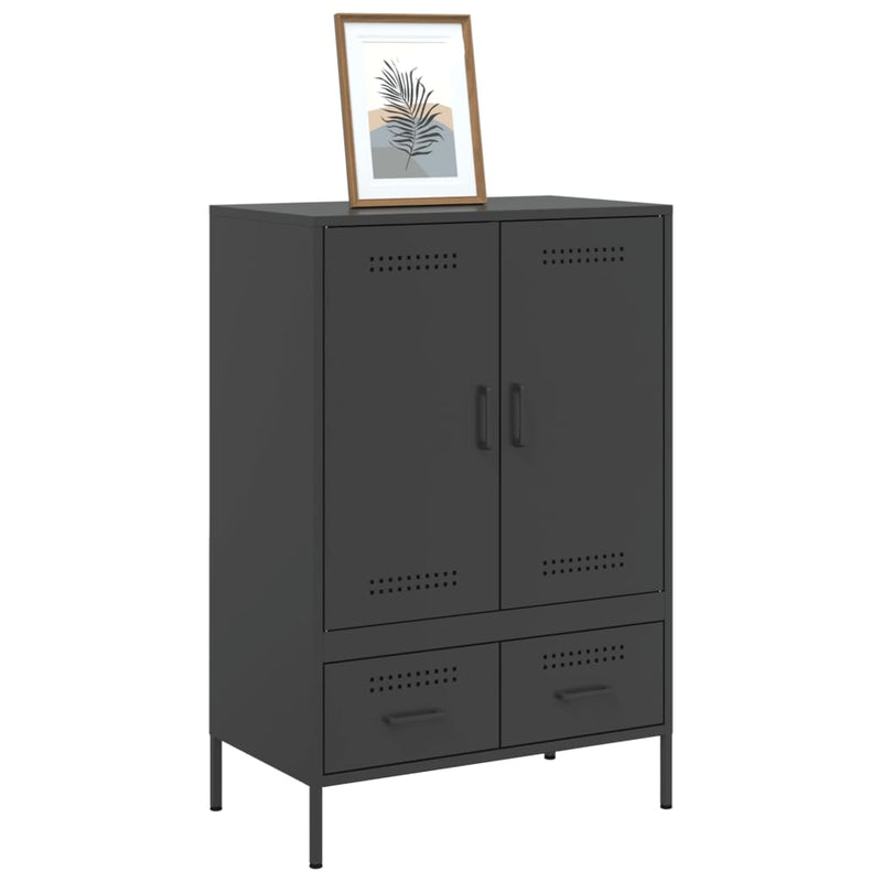 Highboard Schwarz 68x39x101,5 cm Kaltgewalzter Stahl