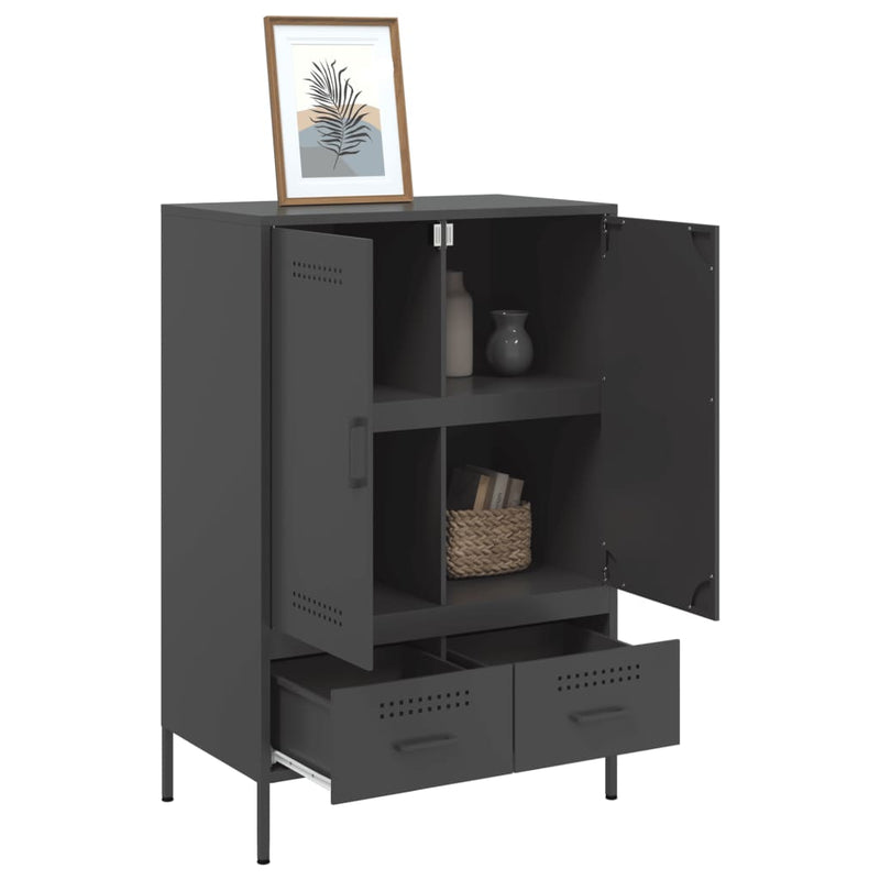 Highboard Schwarz 68x39x101,5 cm Kaltgewalzter Stahl