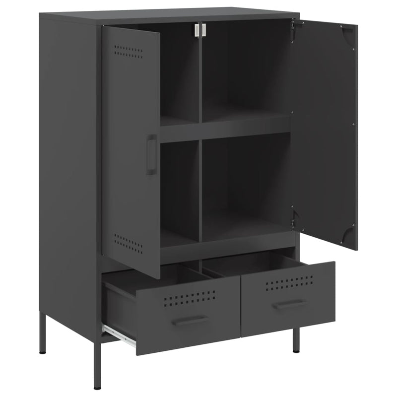 Highboard Schwarz 68x39x101,5 cm Kaltgewalzter Stahl