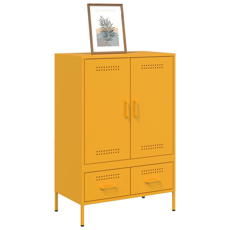 Highboard Senfgelb 68x39x101,5 cm Kaltgewalzter Stahl