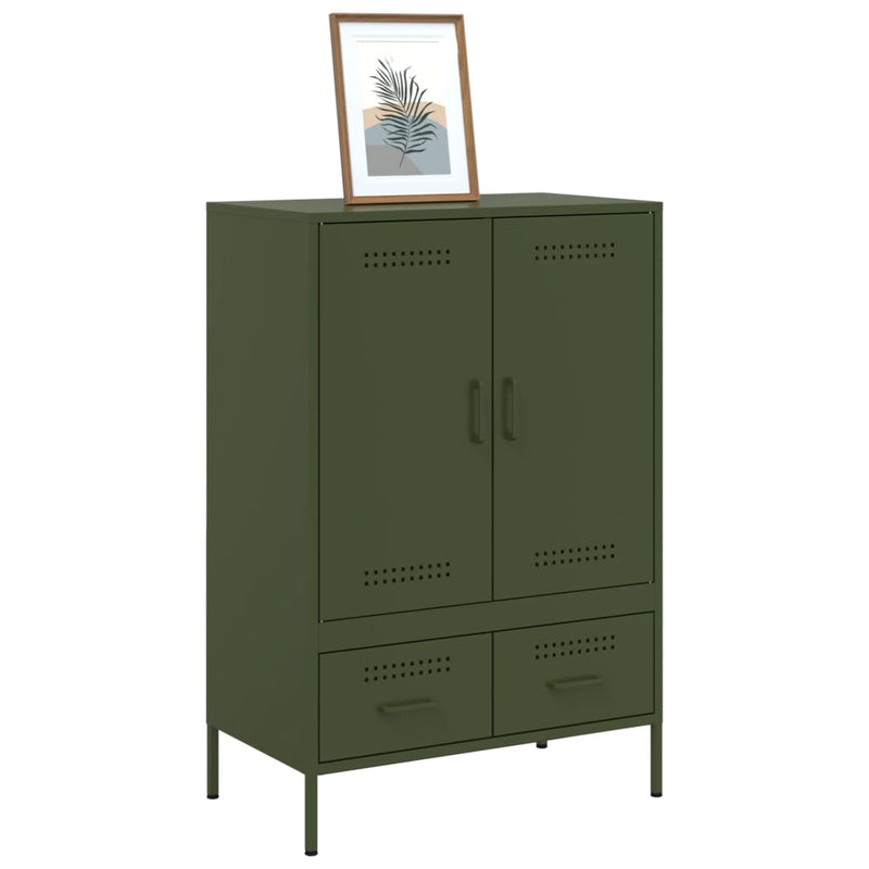 Highboard Olivgrün 68x39x101,5 cm Kaltgewalzter Stahls