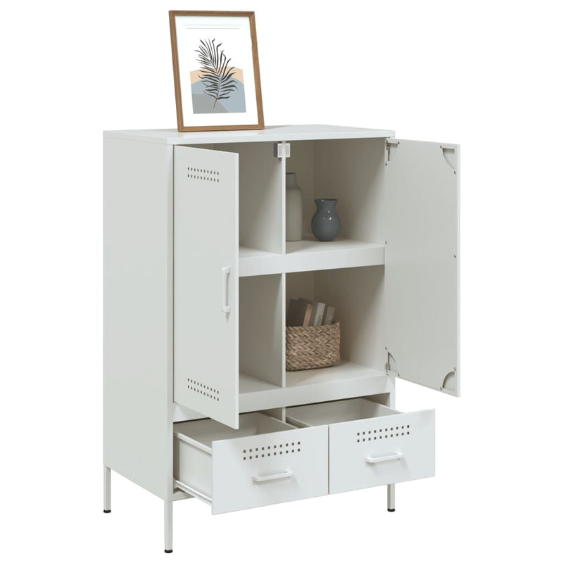 Highboard Weiß 68x39x101,5 cm Kaltgewalzter Stahl