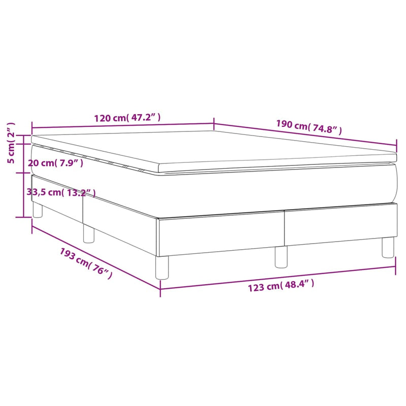 Boxspringbett mit Matratze Dunkelbraun 120x190 cm Stoff