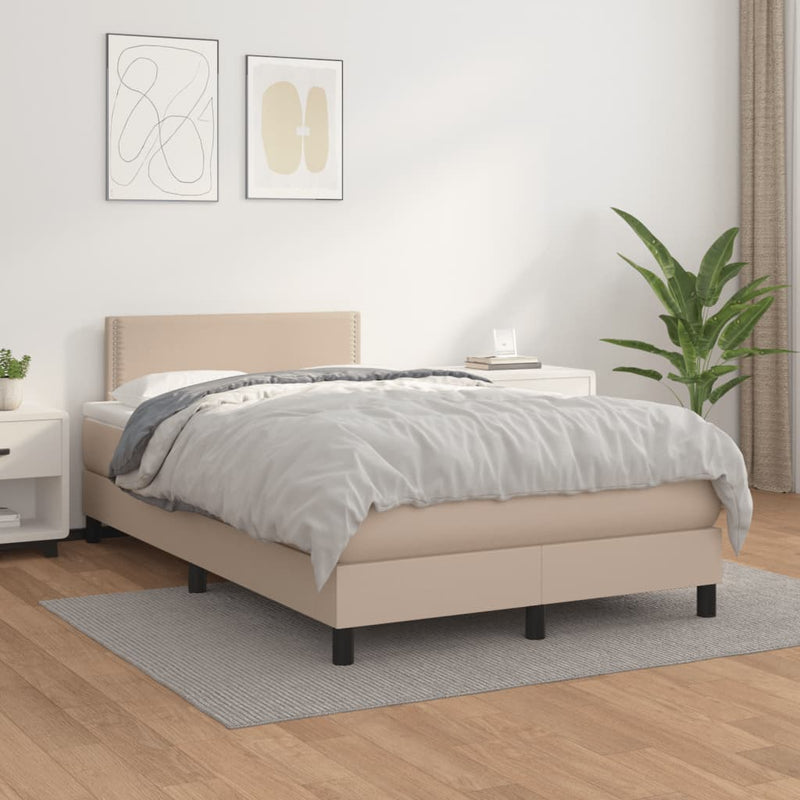 Boxspringbett Matratze Cappuccino-Braun 120x190 cm Kunstleder