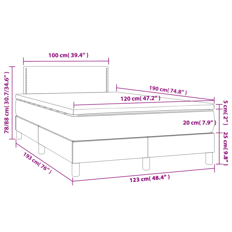 Boxspringbett Matratze Cappuccino-Braun 120x190 cm Kunstleder