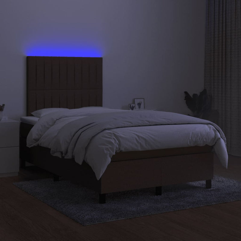 Boxspringbett mit Matratze & LED Dunkelbraun 120x190 cm Stoff