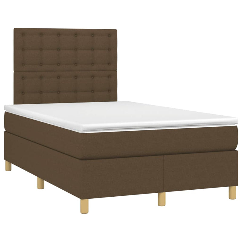 Boxspringbett mit Matratze & LED Dunkelbraun 120x190 cm Stoff