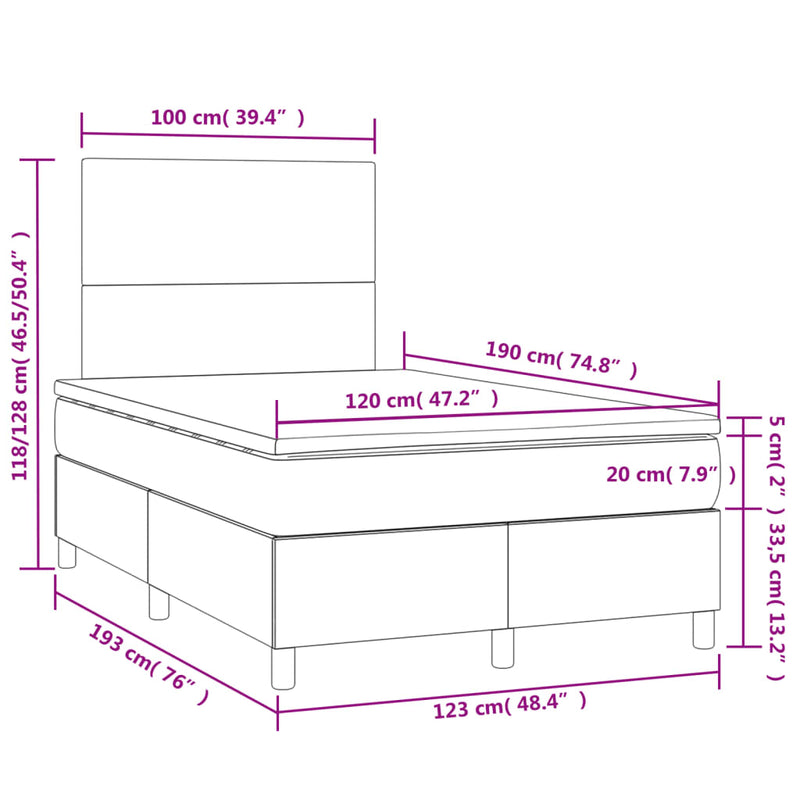 Boxspringbett mit Matratze & LED Cappuccino-Braun 120x190 cm