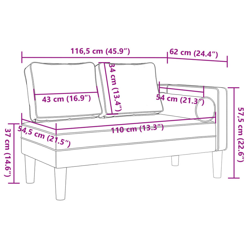 Chaiselongue mit Kissen Braun Kunstleder