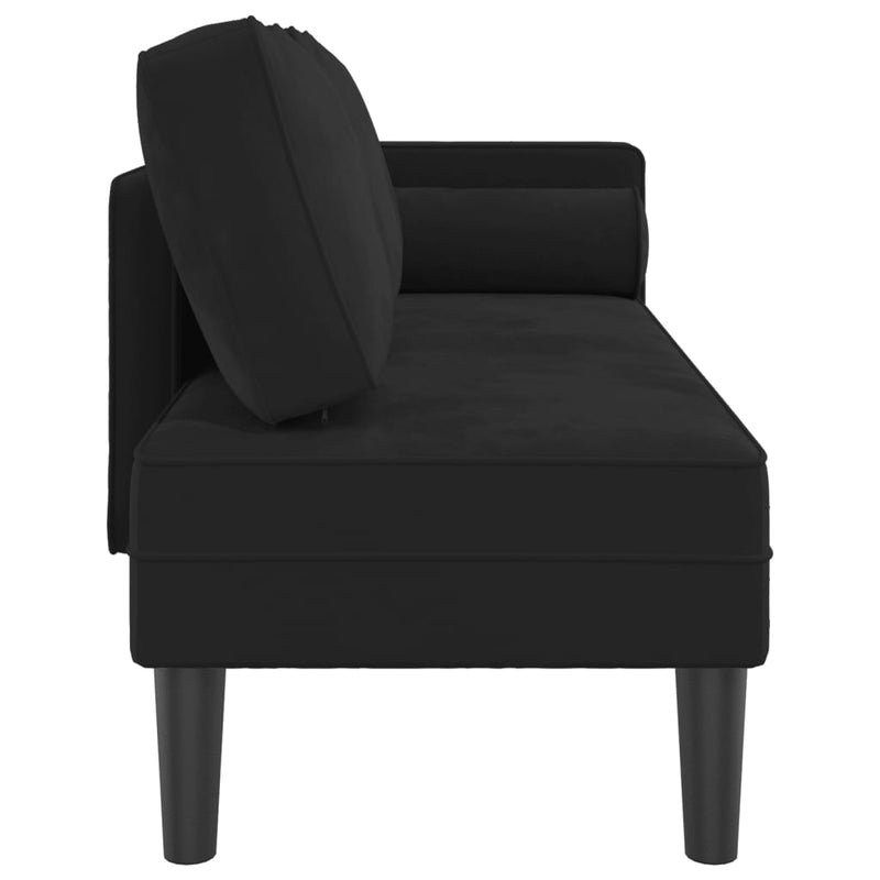 Chaiselongue mit Kissen Schwarz Samt