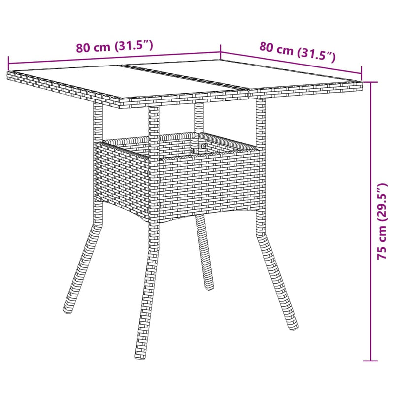 3-tlg. Garten-Essgruppe mit Kissen Grau Poly Rattan Akazie