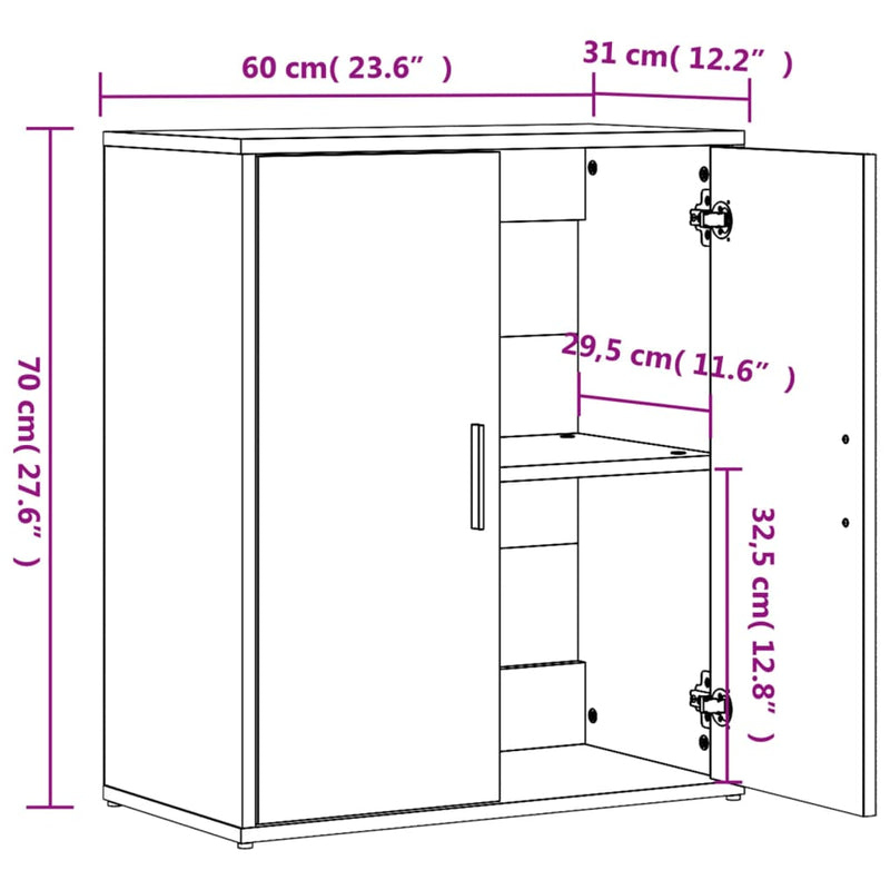 Sideboards 2 Stk. Weiß 60x31x70 cm Holzwerkstoff