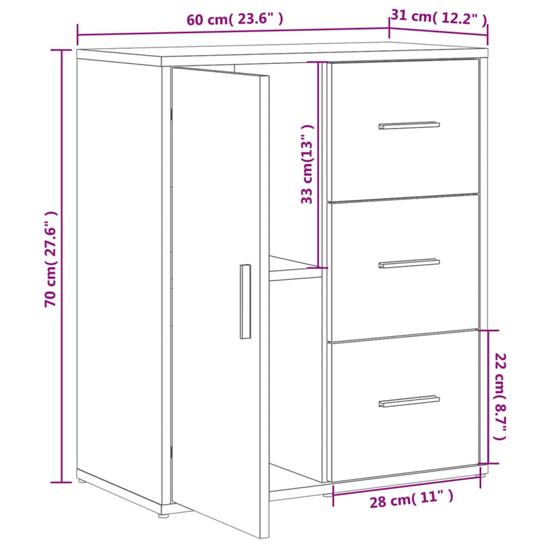 Sideboards 2 Stk. Braun Eichen-Optik 60x31x70 cm Holzwerkstoff