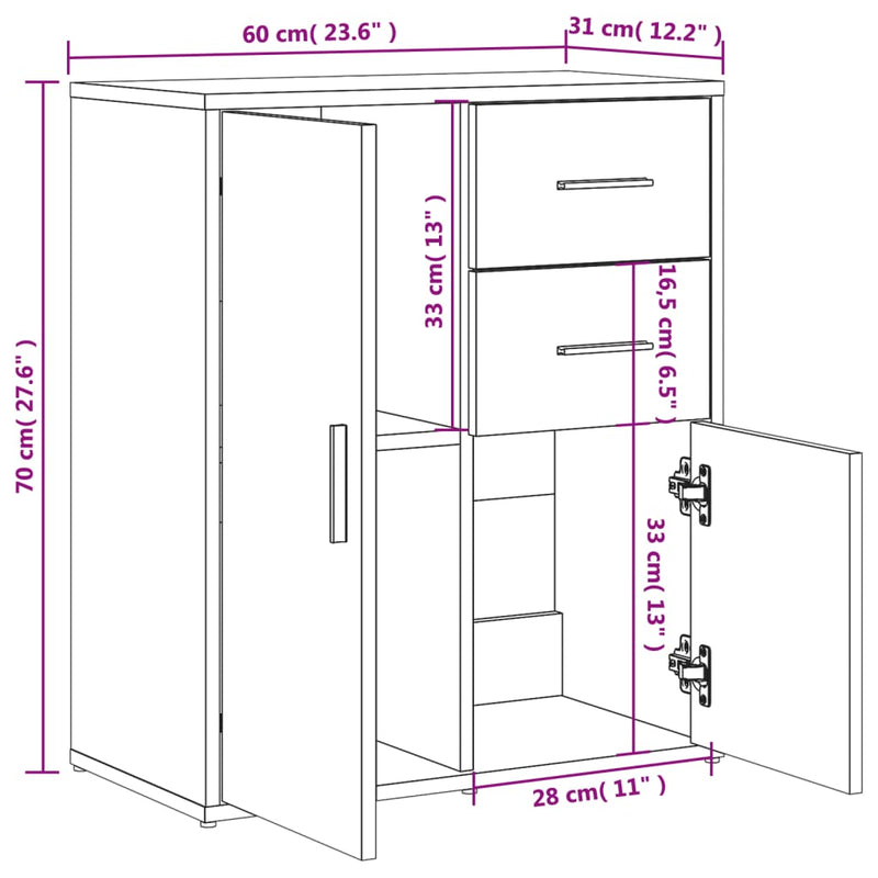 Sideboards 2 Stk. Weiß 60x31x70 cm Holzwerkstoff