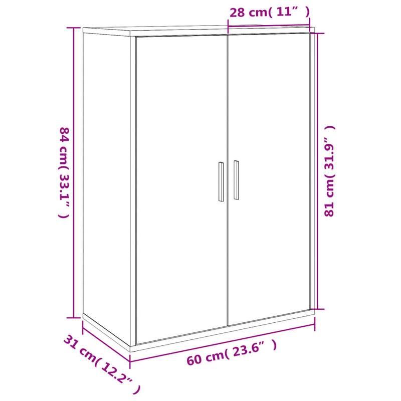 Sideboards 2 Stk. Betongrau 60x31x84 cm Holzwerkstoff