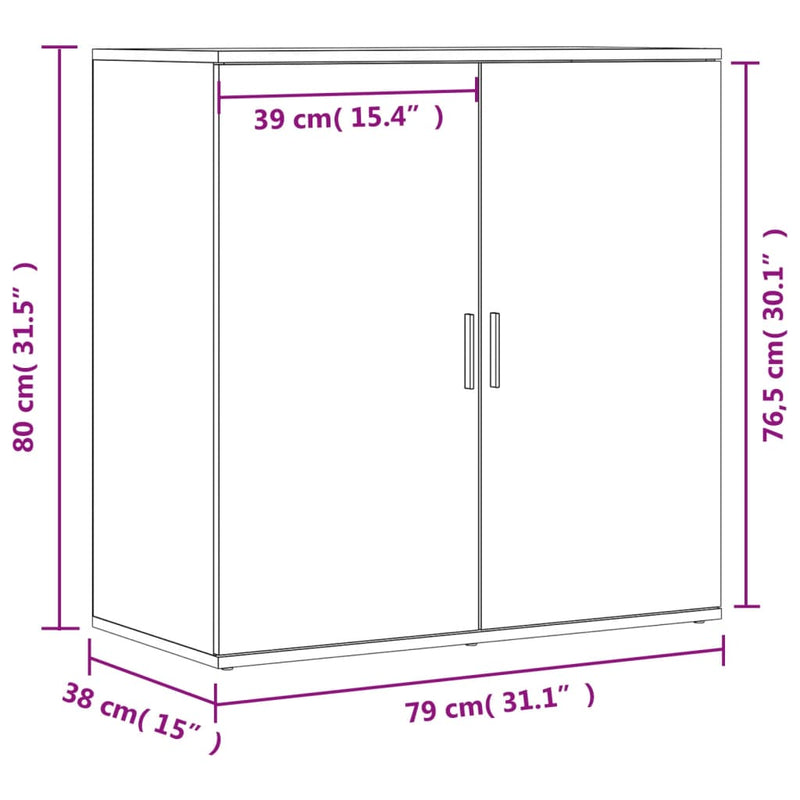Sideboards 2 Stk. Grau Sonoma 79x38x80 cm Holzwerkstoff