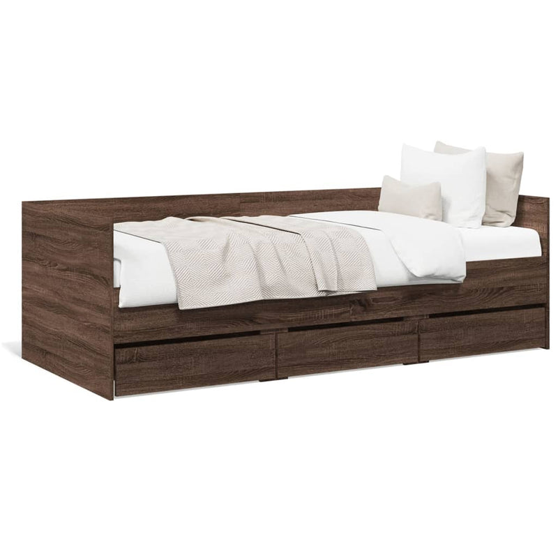 Tagesbett Schubladen Braun Eiche-Optik 75x190 cm Holzwerkstoff
